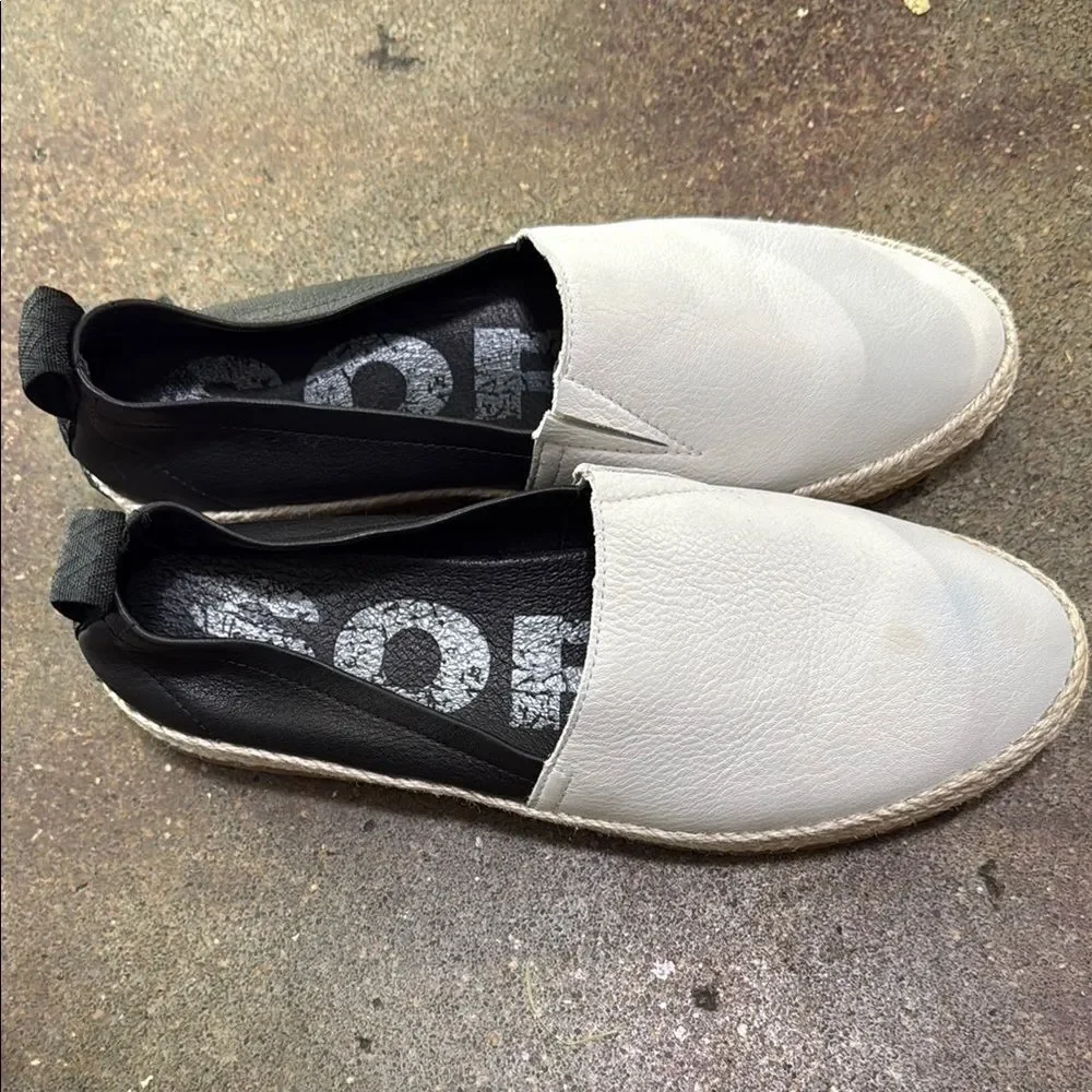 Sorel White and Black Espadrilles Sleek Slip-On